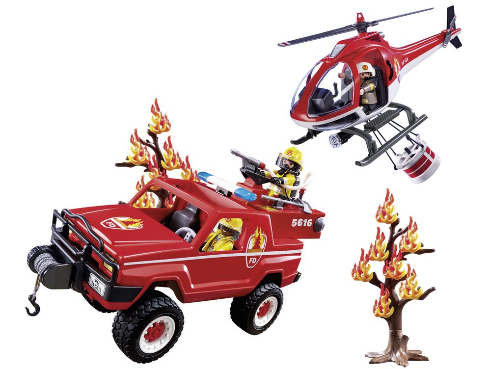 3 pezzi Set per la colazione Playmobil City Action stoviglie per bambini con motivo vigili del fuoco